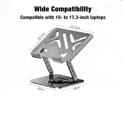 360° Rotating Metal Pad/Tablet Stand, Foldable Height Adjustable Desktop Holder for 4-13 Inch Pad/Tablet Home Office - color: Black