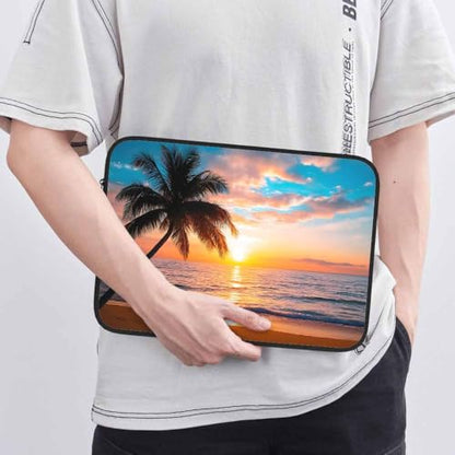 Laptop Sleeve Bag 15.4 15.6 Inch,Palm Trees Tropical Sea Beach Sunset Protective Polyester Computer Cases Laptop Cover Briefcase Bag Tablet Travel Cover - color: LPS-007