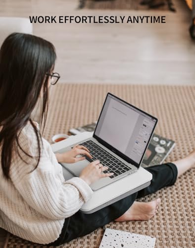 ZEAPTAC Portable Lap Laptop Desk with Pillow Cushion, Fits up to 15.6 inch Laptop, Lap Stand for Bed & Couch & Carpet, Book Tablet/Drawing Board/Computer Laptop Stand - White - color: White