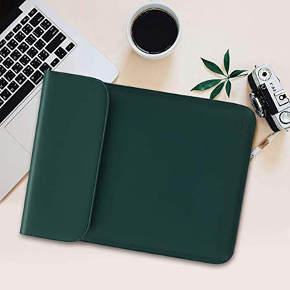 MOSISO Laptop Case 13.3 inch, 13-13.3 inch Laptop Sleeve Compatible with MacBook Neo 13 A18 Pro A3404 /Air 13/Pro 13/Pro 14 M5 M4 M3 M2 M1, Faux Suede Leather Case with Small Bag, Peacock Green - color: Peacock Green
