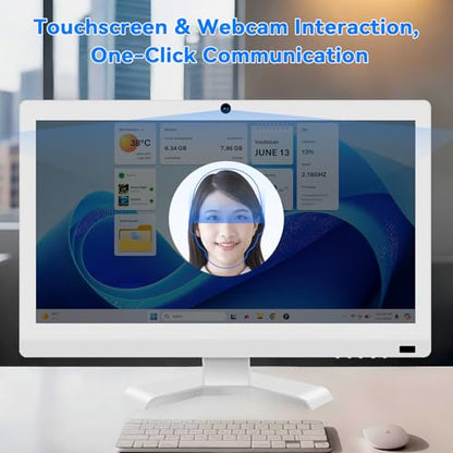 22 inch Touch Screen Monitor with Webcam FHD 1920x1080P Computer Monitor FreeSync HDR HDMI Ports Eye Care Frameless VESA Mount
