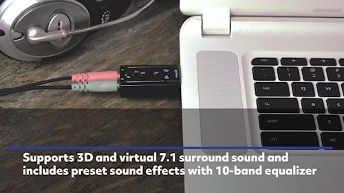 Manhattan USB to Audio Jack Adapter with Volume Controls - External Sound Card Audio Converter with 3.5 mm Audio and Mic Aux Ports – 3 Yr Mfg Warranty –for PC Laptop Desktop Headset Headphone -152341