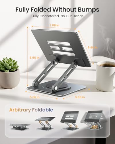 LOXP Adjustable Tablet Stand, 360 Rotating iPad Stand with Heavy-Duty Base | Perfect for Travel, Desk, Office, 4.7-16.9" Device, iPad Pro Air Mini, Kindle, Surface Tablet, Portable Monitors - Gray - color: Gray