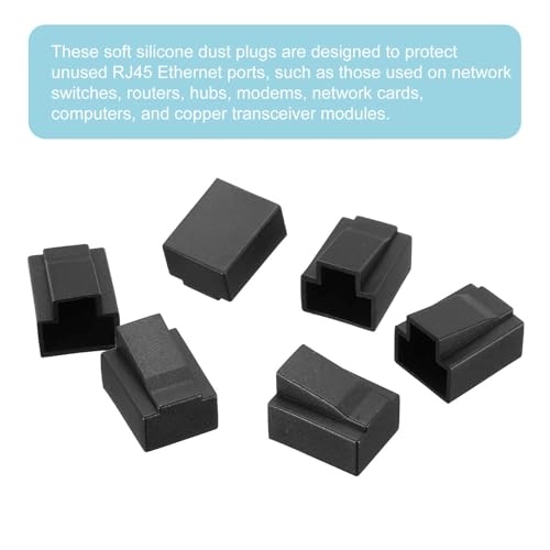 MECCANIXITY RJ45 Dust Covers Caps, RJ45 Dust Plug PE Ethernet Protector Covers for Media Converters, Router, Modem, Laptop, Network Panel, Pack of 20(Black) - color: Black