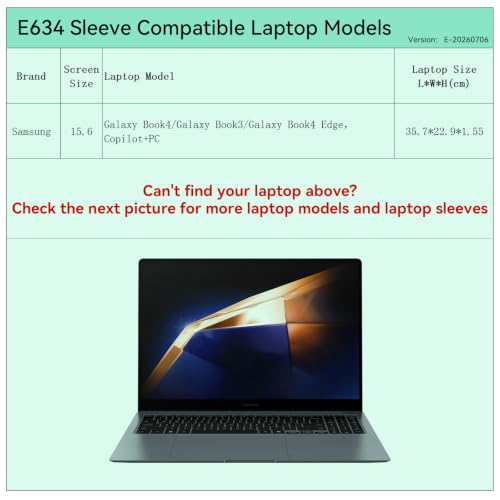 Smatree Elite Laptop Sleeve for 15.6 inch Samsung Galaxy Book/4/3 | for 15.6 inch Samsung Galaxy Book4 Edge,Copilot+PC,Protective Laptop Case with Pocket(E634) - size: 15.6 inch/E634/Size: 36.7*24.2cm|