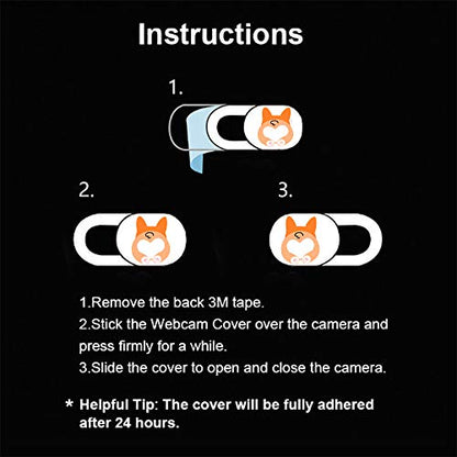 Webcam Cover Slide Ultra Thin Laptop Camera Privacy Protect, Pug | 6 Pcs Dog, Ultra thin camera cover fit for Cell phone desktop tablet PC, front camera blocks webcam to protect privacy - color: Koji 6