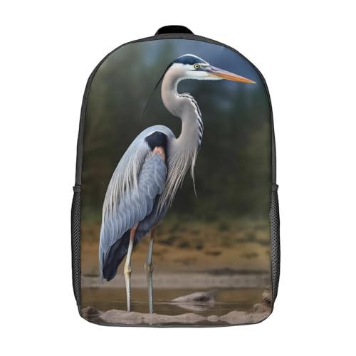 17 Inch Heron Laptop Backpack for Men Women Waterproof Lightweight Travel Backpack Commuter Bag Large Capacity Casual Daypack for Business Trip & Outdoor