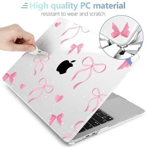 MEEgoodo Case for M5/M4/M3/M2 MacBook Air 13 inch Case 2026 2025 2024 2022, Fit Model A3449/A3240/A3113/A2681, Laptop Hard Shell Compatible with MacBook Air 13.6-inch, Pink Ribbons Bows - color: Pink Ribbons Bows