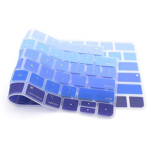 ProElife Keyboard Cover for Apple Magic Keyboard 3 with Touch ID A3118 | Ombre Blue, Non-interference Design for ID Key, Dust-proof, Silicone Protective Skin, Precision Molded, Washable & Reusable - color: Ombre Blue