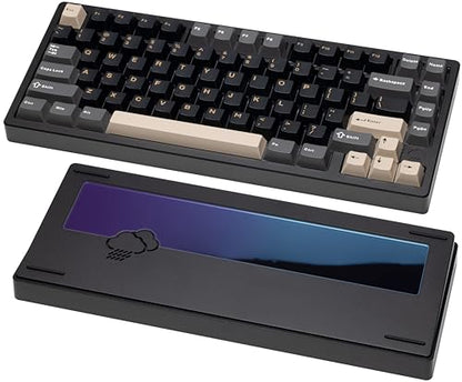 KEEBMONKEY WOBKEY Rainy 75 CNC Aluminum HMX/JWK/Cocoa Switches Triple-Mode Connectivity Mechanical Keyboard with Superior Acoustics, RGB/PP/Gradient Glass/3500mAh/Violet Switch (Standard - Black) - style: Standard - Black