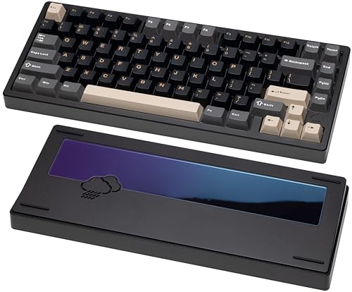 KEEBMONKEY WOBKEY Rainy 75 CNC Aluminum HMX/JWK/Cocoa Switches Triple-Mode Connectivity Mechanical Keyboard with Superior Acoustics, RGB/PP/Gradient Glass/3500mAh/Violet Switch (Standard - Black) - style: Standard - Black