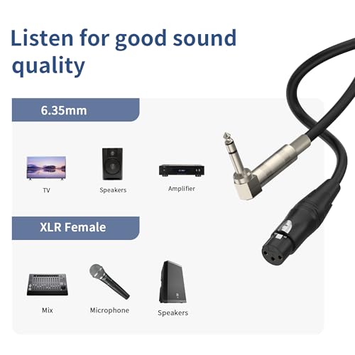 Right Angle 6.35mm TRS to XLR Female，（1.5FT 2Pack） Right Angle 1/4" TRS to XLR 3Pin Female,for Speakers, Stage, DJ and More - style: Right Angle 6.35mm TRS to XLR Female