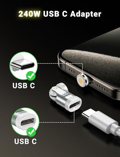 A.S 240W USB C Magnetic Adapter (3Pack), Gen3 USB C 90 Degree Adapter/C Right Angle Adapter/180 Degree USBC Adapters/USBC to USBC Adapters for Phone 16/15, Ma-Book Pro/Pad Series, Samsung (White) - color: White