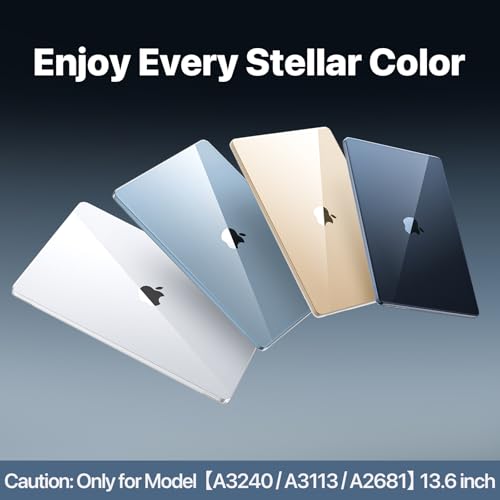 Soonjet Compatible with MacBook Air 13 inch Case, Crystal Clear Shell, Fits 2026-2022 M5/M4/M3/M2,A3449 A3240 A3113 A2681, Color-Matched Transparent Design for MacBook Air 13.6 inch - color: Crystal Clear