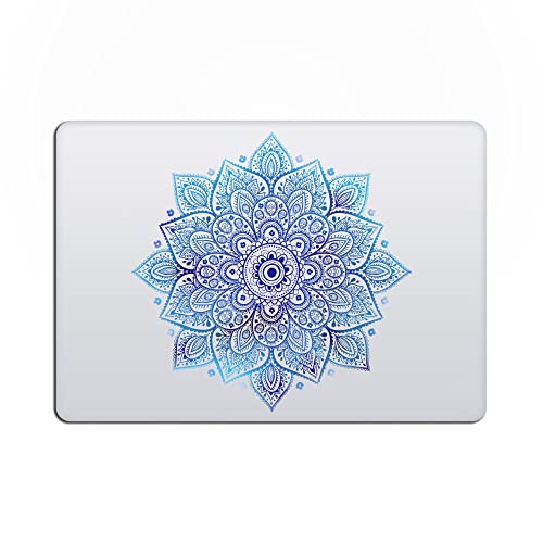 Mandala Laptop Sticker Decal - Waterproof Transparent Vinyl Decals Stickers - Mandalas Blue Sticker Starry Night Partial Skin Compatible with Computer MacBook Air Pro 13 15 inch Mac Retina - color: Blue on Transparent Material