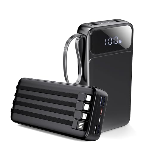 Portable Charger Power Bank 50000mAh- 7 Outputs & 3 Inputs USB-C PD 22.5W Fast Charging Powerbank Battery Pack with Built-in Cables and Ports LED Display for iPhone 16 15 14 13 Samsung Android iPad - size: 50000mAh