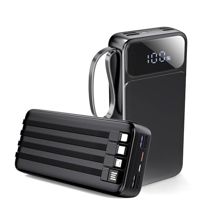 Portable Charger Power Bank 50000mAh- 7 Outputs & 3 Inputs USB-C PD 22.5W Fast Charging Powerbank Battery Pack with Built-in Cables and Ports LED Display for iPhone 16 15 14 13 Samsung Android iPad - size: 50000mAh