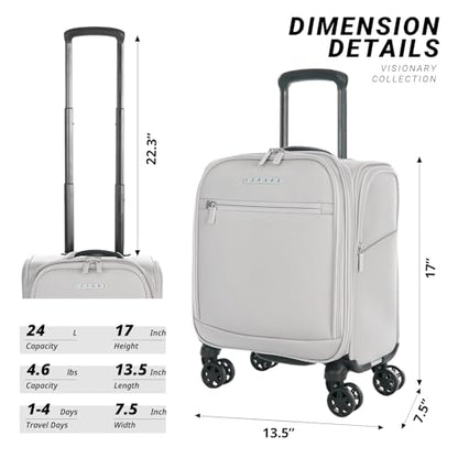 Verage Underseat Carry On Luggage with Wheels,14-Inch,Cloud Gray | Personal Item Bag,Airline Approved, Laptop Compartment, USB Charging Port - color: Cloud Gray, size: 14-Inch Compact Underseat