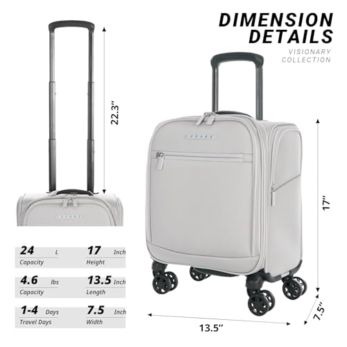 Verage Underseat Carry On Luggage with Wheels,14-Inch,Cloud Gray | Personal Item Bag,Airline Approved, Laptop Compartment, USB Charging Port - color: Cloud Gray, size: 14-Inch Compact Underseat