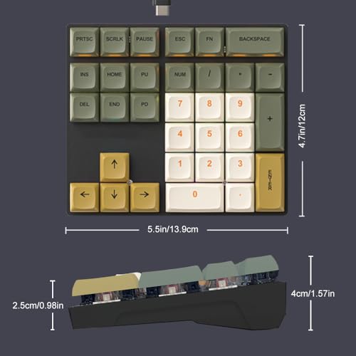 Mechanical Numpad Rainbow Backlit Clicky Blue Switches Wired USB Number Pad 33-Key NKRO Numeric Keypad with XDA PBT Keycaps External Keyboard Num Pad for Laptop, Mac - Brown Grey - color: Brown Grey - Blue Switch