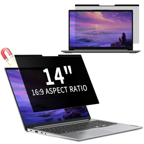 Removable Magnetic Privacy Filter for 14 inch 16:9, Anti Spy Anti-Glare Laptop Monitor Screen Protector, Blue Light Blocking Film for Notebook 14''（316 * 184） mm - size: 14 Zoll 16:9