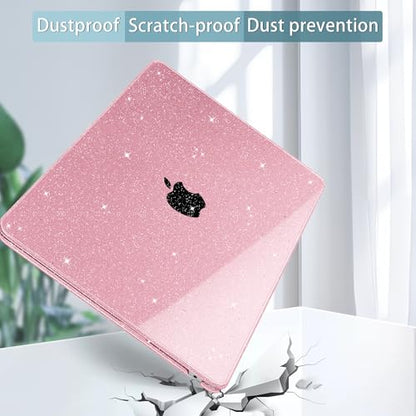 May Chen for 2026 MacBook Air 15 inch Case 2025 2024 2023 A3448 M5 A3241 M4 A3114 M3 A2941 M2 with Liquid Retina Display & Touch ID, Plastic Hard Shell with Keyboard Cover - Pink Glitter - color: Pink Glitter