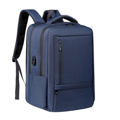Business Travel Laptop Backpack with USB Charging Port, Oxford Fabric, 20-35L Capacity, Fits 15 Inch Laptop (Blue) - color: Blue