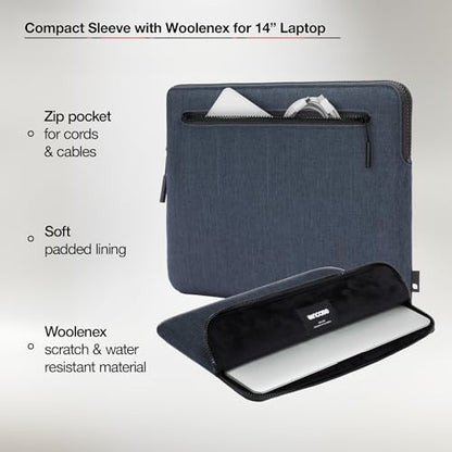 Incase Compact Laptop Sleeve with Woolenex - 14" MacBook/Laptop and iPad/Tablet Sleeve, Computer Case and Cover, Lightweight, Weather Resistant, with Slip Pocket for Accessories - Heather Navy - color: Heather Navy