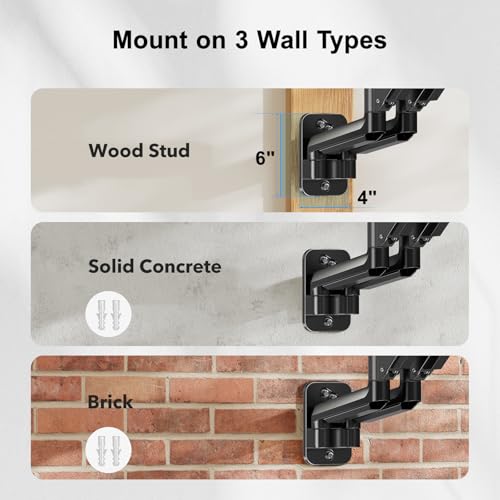 HUANUO Gaming Dual Monitor Wall Mount for 17-32 Inch Computer Screen Mount (4.4-17.6lbs Per Arm) - VESA 75x75/100x100 Height Adjustable Stand for Dual Monitors - Home Office Desk Setup