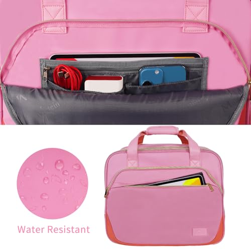 MATEIN Rolling Briefcase for Women, Large Rolling Laptop Bag with Wheels Fits 17 Inch Notebook Gifts for Office Women, Water Resistant Teacher Work Computer Travel Carry on Nurse Bags on Wheel, Pink