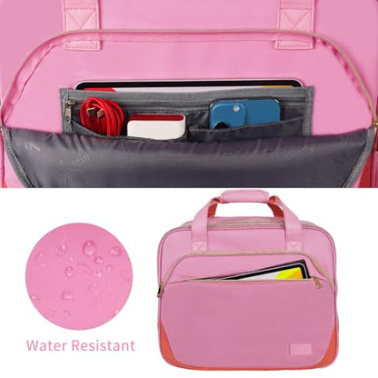 MATEIN Rolling Briefcase for Women, Large Rolling Laptop Bag with Wheels Fits 17 Inch Notebook Gifts for Office Women, Water Resistant Teacher Work Computer Travel Carry on Nurse Bags on Wheel, Pink