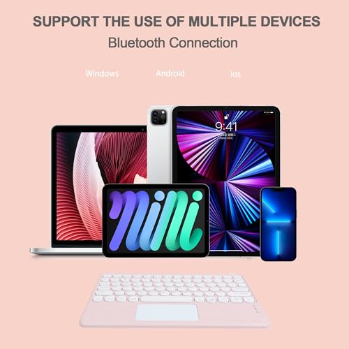 Thanice Wireless Keyboard with Touchpad, Ultra-Slim Portable Rechargeable Bluetooth Keyboard, Trackpad for iPad/iPad Pro and Other iOS Android Windows Devices (Pink) - color: pink