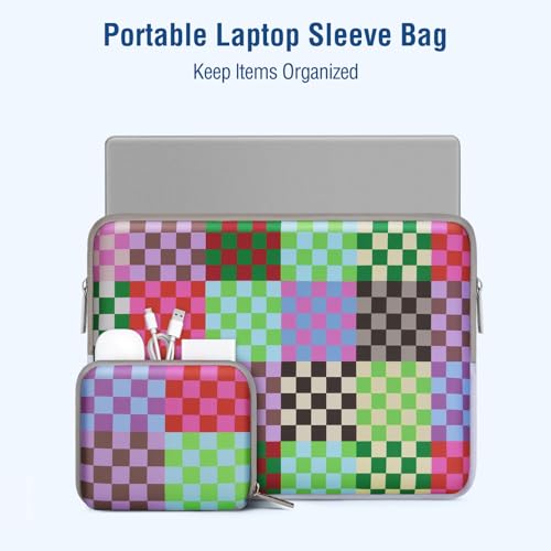 MOSISO Laptop Case 13.3 inch, 13-13.3 inch Laptop Sleeve with Small Case | Compatible with MacBook Neo/Air 13.6/Pro 13/Pro 14, HP Dell ASUS Lenovo, Neoprene Computer Sleeve Bag, Colorful Checkerboard