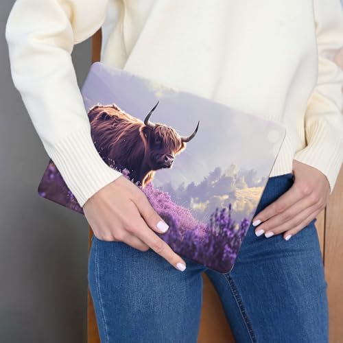15.6 Inch Laptop Skin Sticker, Reusable Vinyl Cover Protector with 2 Wrist Pad Skins, Removable Waterproof Scratch-Resistant for 12-15.6 Inch Laptop Notebook,Highland Cow in Bloom - color: Highland Cow In Bloom