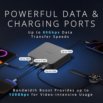 Kensington SD5010T5 Thunderbolt 5 Docking Station with 140W PD, Up to Three 4K 60Hz Displays, 13 Ports, 2 x HDMI, 2 x TB5, SD & Micro SD 4.0 Slots, 2.5Gbps Ethernet (K35231NA)