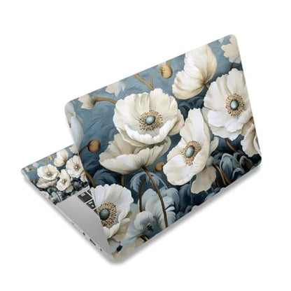 AIMSA Laptop Skin Sticker Decal, 13/13.3/14/15/15.4/15.6 inch Laptop Art Decal Universal Cover, Scratch Resistant Notebook Skin Protector, White Flowers - color: White Flowers