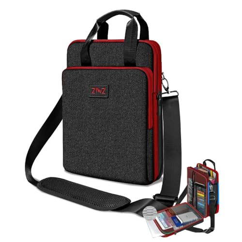 Laptop Shoulder Bag 12.3-13 inch Case Sleeve, Expandable Handbag with Valuables Compartment Compatible with MacBook Air/Pro/Neo 13", iPad 12.9"/13"/11", Shockproof,Black-Wine edge - color: Black-wine Edge