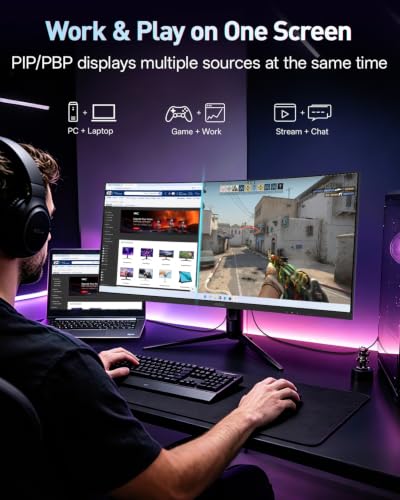KOORUI 34 Inch 240Hz WQHD 3440x1440 Ultrawide Curved Gaming Monitor, 1500R | 1ms, AMD FreeSync Premium, G-SYNC Compatible, HDR400, 98% DCI-P3, HDMI 2.1, DP 1.4, VESA Mountable for Gaming, Work and Play - size: 34inch 240Hz/WQHD/Curved