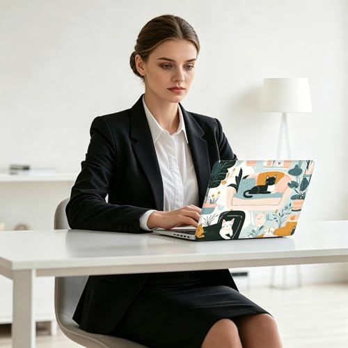 Universal Laptop Skin Decal, 3-Piece Vinyl Protector for 12 13 14 15.6" Notebook, Waterproof Anti-Scratch, Easy Trim & Bubble-Free Finish, Featuring Cats Lounging on Cozy - color: Featuring Cats Lounging on Cozy