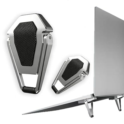 Laptop Riser Foldable Laptop Stand Portable Invisible Laptop Cooling Pad Laptop feet Suitable for 12-20 Inches Laptop Ergonomic Zinc Alloy Laptop Mini Stand Leg (Silver-2pcs) - style: Silver-2