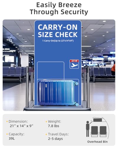 LARVENDER Carry on Luggage Sets 3 Piece, 20 Inch Suitcases, Navy Glow | 22x14x9 Airline Approved, Gradient PC+ABS Hardshell, Smooth 360° Wheels, TSA Lock, 3-Piece Set with Color-matched Backpack - color: Navy Glow 20BP, size: 3 Piece Set (Backpack/TB/20)