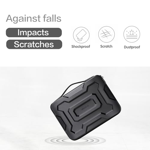 MOSISO 15-16 inch Laptop Hard Case, 15.6 inch Waterproof Shockproof Computer Bag Compatible with MacBook HP Dell, Mechanical Geometric EVA Carrying Sleeve Laptop Case Hard Shell with Handle, Black - size: 15.6 inch