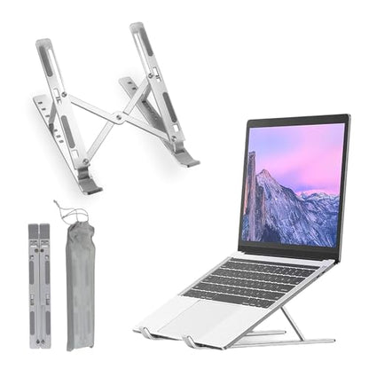 Laptop Stand Adjustable – 7-Level Foldable Aluminum Riser, Portable Laptop Holder for Desk, Compatible with 9-15.6 Inch Laptops, Ergonomic & Sturdy