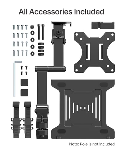 monTEK 2-in-1 Universal Laptop Pole Mount Tray for 10”- 15.6” Notebook or 17”-32” Monitor, Full Motion Laptop Mount with Removable 75/100mm VESA Plate, Fits 1.1”-2.4” Pole Diameter, Black - size: for Laptop