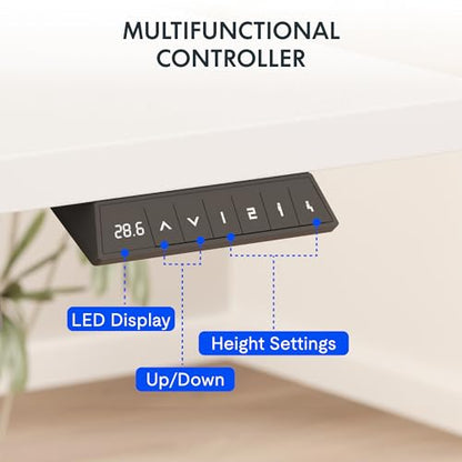 FLEXISPOT EN2 48"x24" Whole-Piece Standing Desk with Power Strip, White | Whole-Piece Desktop, Easy-Access Clamp Power Strip, Organized Cable Management, Modern Home Office Setup - color: White Top + White Frame, size: 48x24"