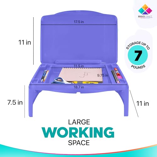 MAVOCRAFT Foldable Kids Lap Tray with Storage - Portable Lap Desk Kids & Adults - Kids Lap Desk for Breakfast in Bed, Serving Tray, Car Desk & Gaming (Purple) - color: Purple