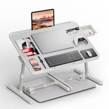 2 Pack Lap Desk Bundle, Cushioned Lap Pad & Adjustable Foldable Laptop Bed Tray, Fits Up to 17 Inch Laptops for Bed Couch Dorm