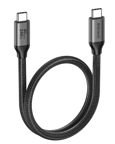Silkland USB 4 Cable for Thunderbolt 4 Cable, 40Gbps Data Transfer, 240W Fast Charging, Supports 8K/5K@60Hz, 4K@240Hz, USB C Thunderbolt Cable 1.6FT, Compatible for MacBook, iPhone 17/16, SSD, Docking - size: 1.6FT