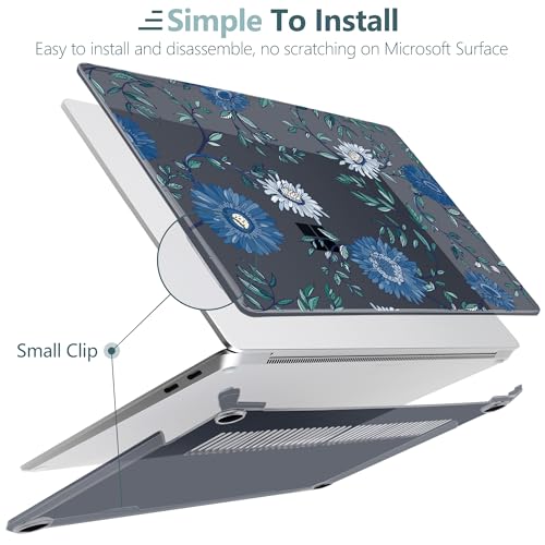 Batianda Case for Microsoft Surface Laptop 13 inch 2025 2026, Blue Flowers | Fits Model 2095, Artistic Patterns Ultra-Slim Lightweight Scratch-Resistant Hard Shell with Professional Protection - color: Blue flowers