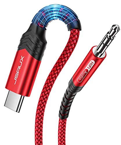 JSAUX USB C to 3.5mm Audio Aux Jack Cable[1.6ft], USB Type C to 3.5mm Headphone Stereo Cord Car Compatible with iPhone 16 Pro Max/15 Pro Max Plus, iPad Pro, Samsung Galaxy S24 S23 Ultra, Pixel-Red - color: Red-standard, size: 1.6ft
